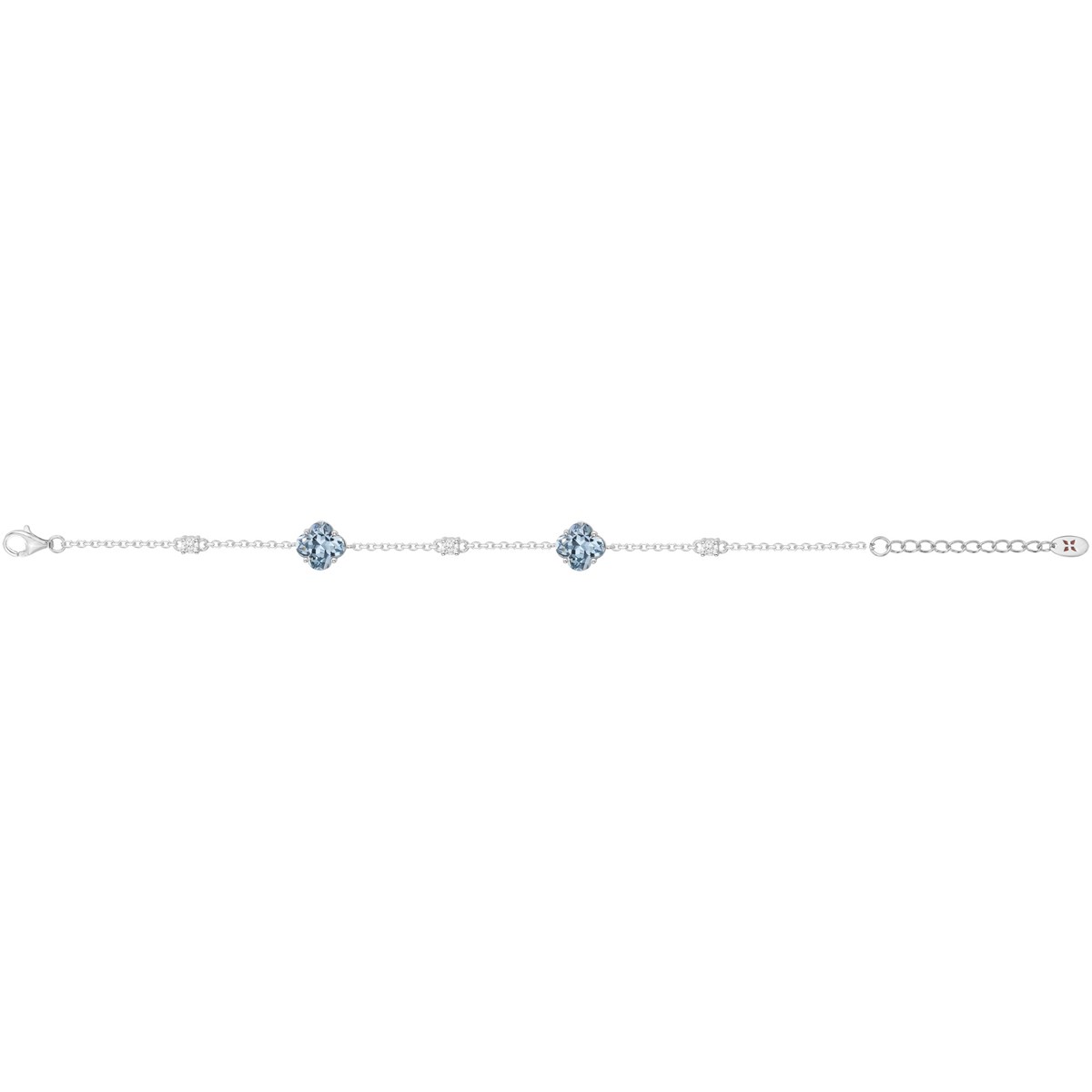 Bracelet souple multi-motifs Thérèse en Argent avec oxyde de zirconium bleu topaze