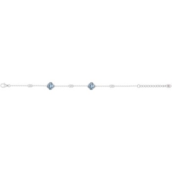 Bracelet souple multi-motifs Thérèse en Argent avec oxyde de zirconium bleu topaze