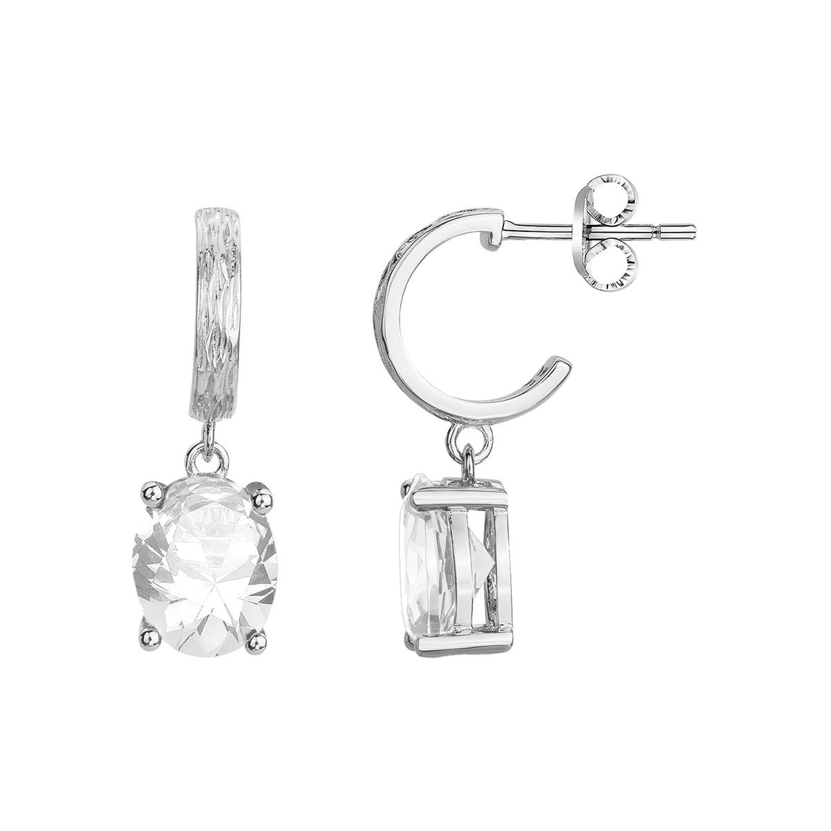 Demi-créoles Elisabeth en Argent avec oxyde de zirconium blanc