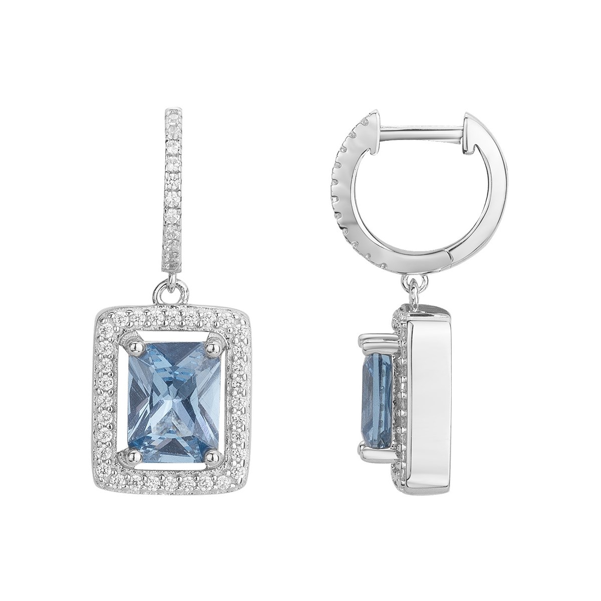 Boucles d'oreilles en Argent avec oxyde de zirconium bleu topaze