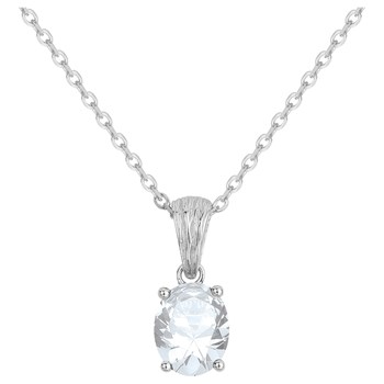 Collier mono-motif Elisabeth en Argent avec oxyde de zirconium blanc