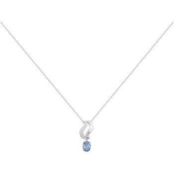 Collier mono-motif Joséphine en Argent avec oxyde de zirconium bleu topaze