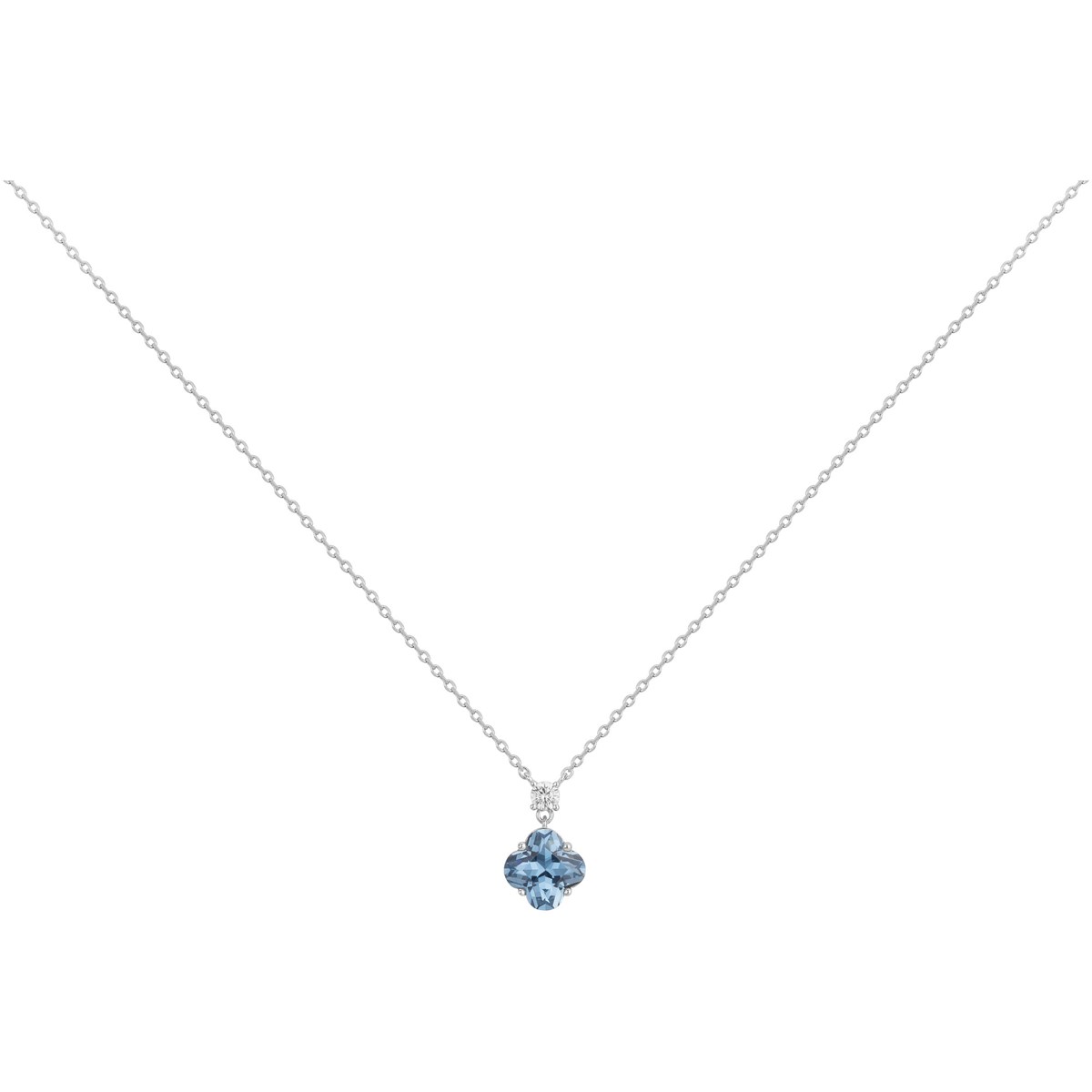 Collier Thérèse en Argent avec oxyde de zirconium bleu topaze