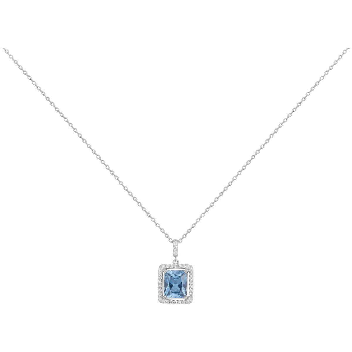 Collier Emilie en Argent avec oxyde de zirconium bleu topaze