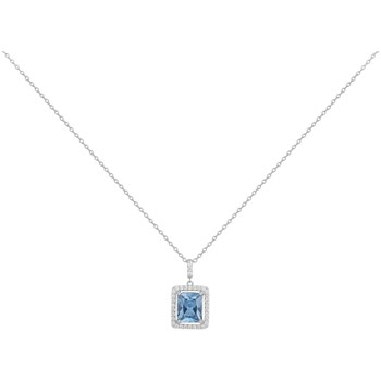 Collier Emilie en Argent avec oxyde de zirconium bleu topaze