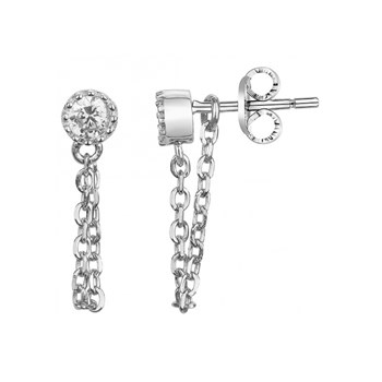 Boucles d'oreilles pendantes en Argent avec oxyde de zirconium blanc
