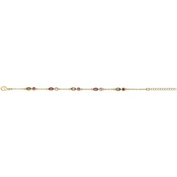 Bracelet souple multi-motifs en Plaqué Or avec oxyde de zirconium multicolore