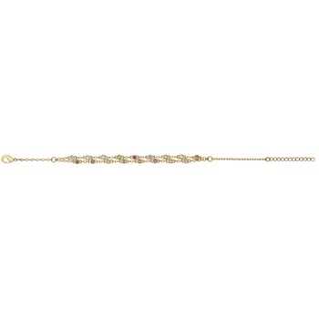Bracelet souple multi-motifs en Plaqué Or avec oxyde de zirconium multicolore