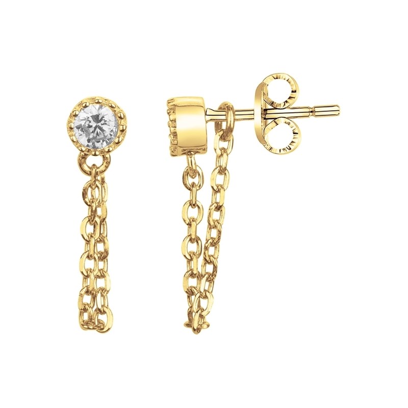 Boucles d'oreilles pendantes en Plaqué Or avec oxyde de zirconium blanc