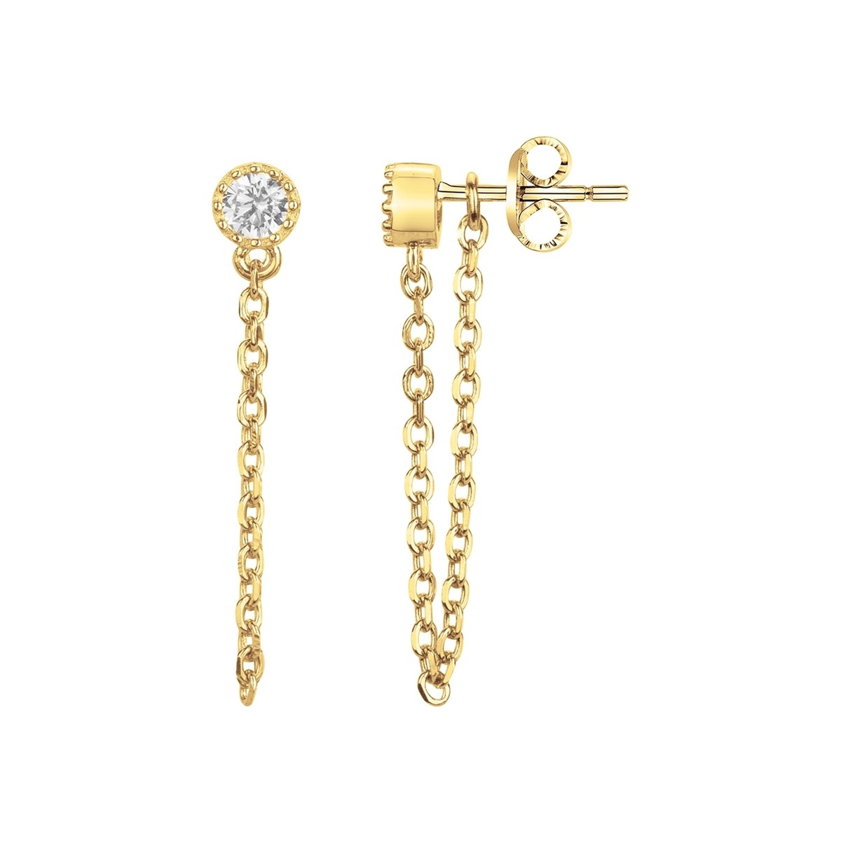 Boucles d'oreilles pendantes en Plaqué Or avec oxyde de zirconium blanc