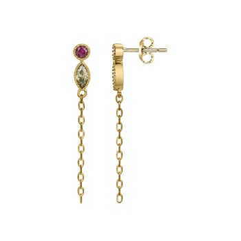 Boucles d'oreilles pendantes en Plaqué Or avec oxyde de zirconium multicolore
