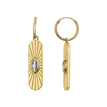 Boucles d'oreilles en Plaqué Or avec spinelle bleu topaze