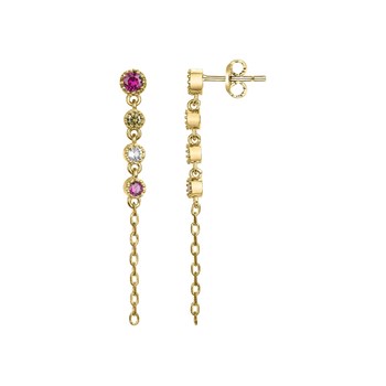 Boucles d'oreilles pendantes en Plaqué Or avec oxyde de zirconium multicolore