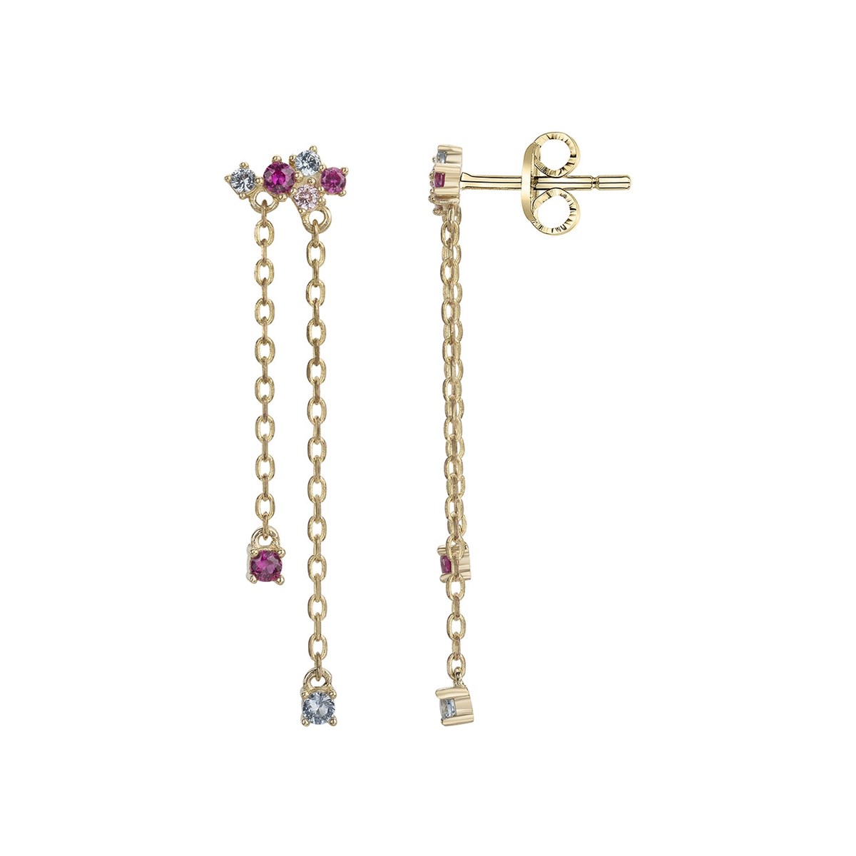 Boucles d'oreilles en Plaqué Or avec oxyde de zirconium multicolore