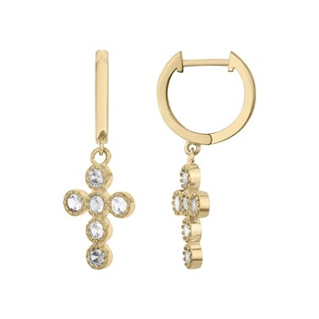 Boucles d'oreilles en Plaqué Or avec oxyde de zirconium blanc