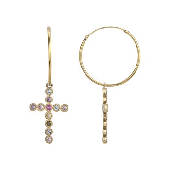 Boucles d'oreilles en Plaqué Or avec oxyde de zirconium multicolore