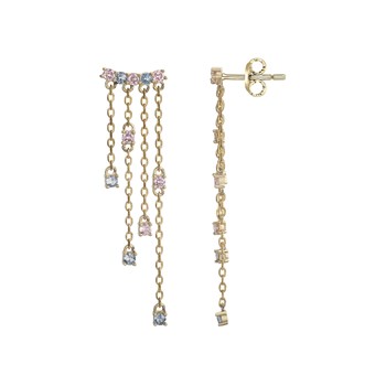 Boucles d'oreilles en Plaqué Or avec oxyde de zirconium multicolore