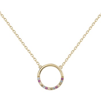 Collier mono-motif en Plaqué Or avec oxyde de zirconium multicolore