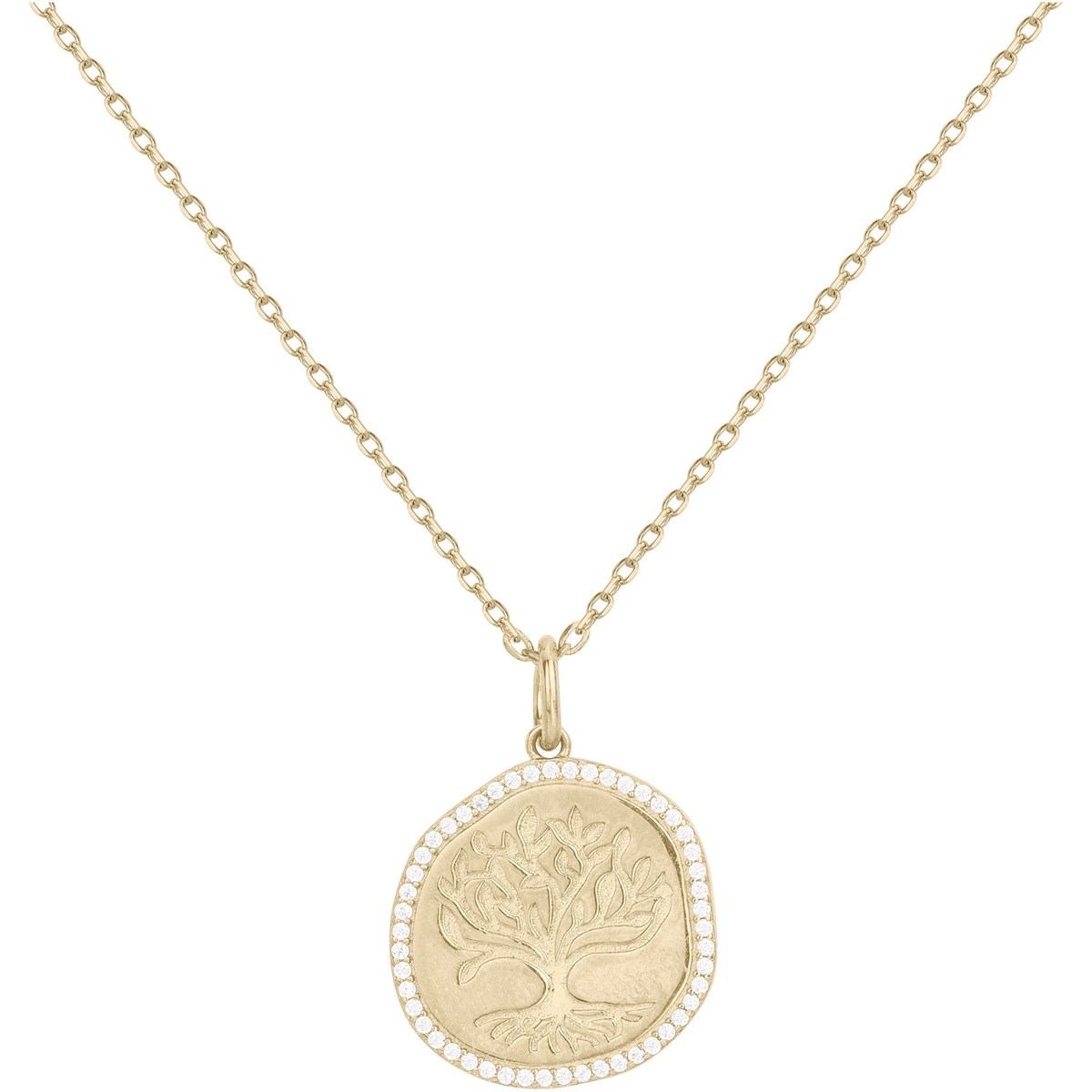 Collier mono-motif en Plaqué Or avec oxyde de zirconium blanc