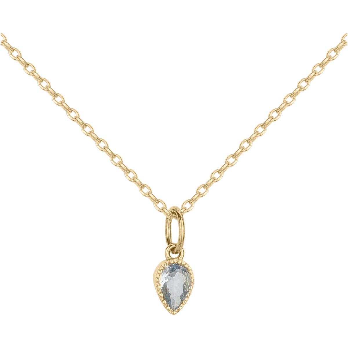 Collier mono-motif en Plaqué Or avec oxyde de zirconium bleu topaze