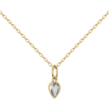 Collier mono-motif en Plaqué Or avec oxyde de zirconium bleu topaze