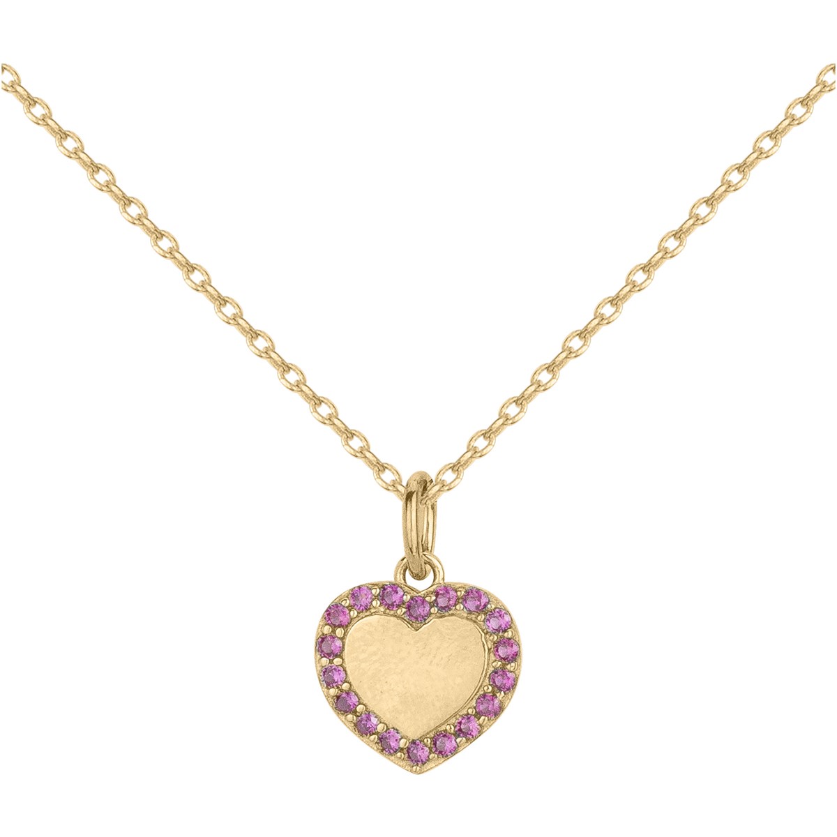 Collier mono-motif en Plaqué Or avec oxyde de zirconium rouge rubis