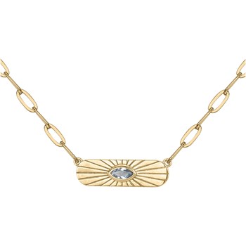 Collier en Plaqué Or avec spinelle bleu topaze
