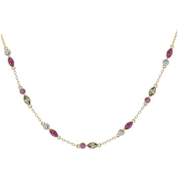 Collier multi-motifs en Plaqué Or avec oxyde de zirconium multicolore