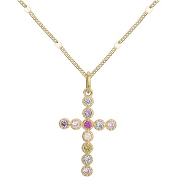 Collier en Plaqué Or avec oxyde de zirconium multicolore