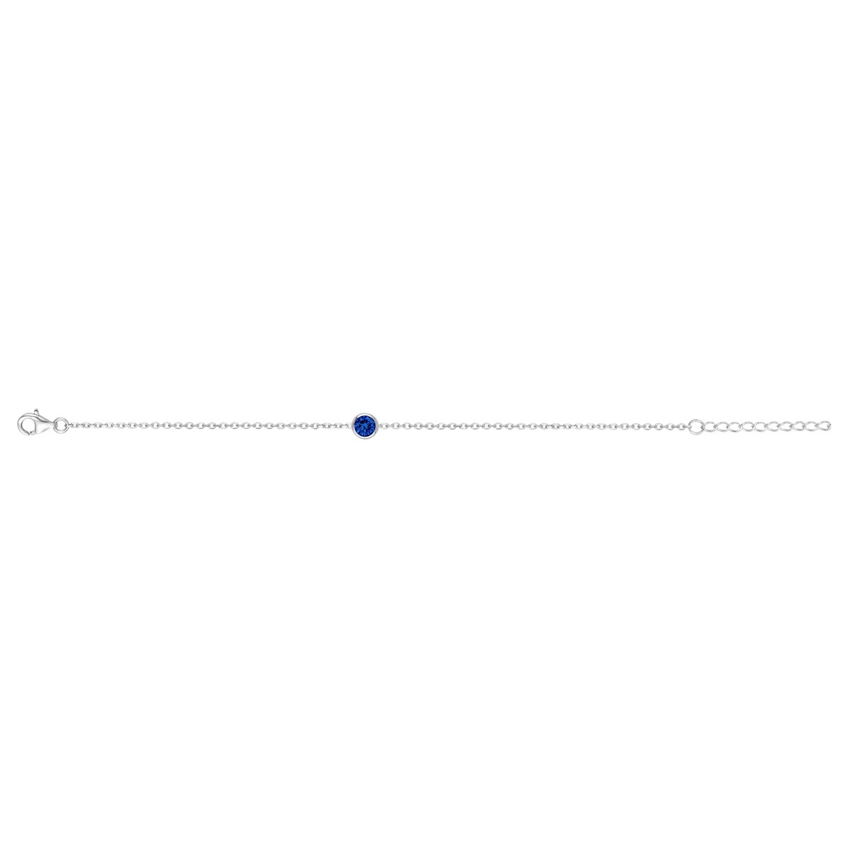 Bracelet souple mono-motif en Argent avec oxyde de zirconium bleu saphir