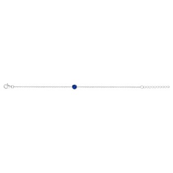 Bracelet souple mono-motif en Argent avec oxyde de zirconium bleu saphir