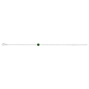 Bracelet souple mono-motif en Argent avec oxyde de zirconium vert emeraude