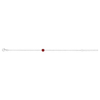 Bracelet souple mono-motif en Argent avec oxyde de zirconium rouge rubis