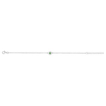 Bracelet souple mono-motif en Argent avec oxyde de zirconium vert emeraude