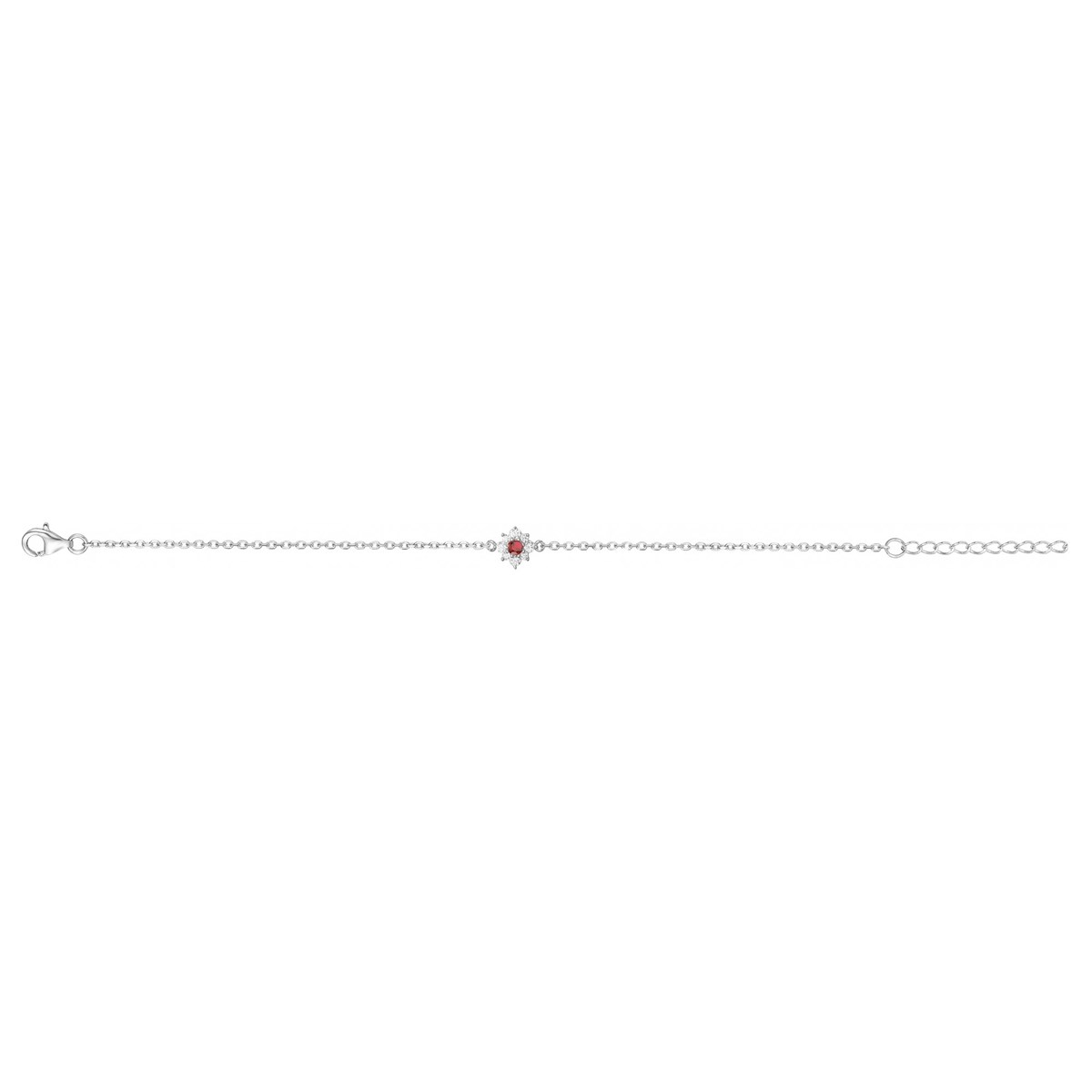 Bracelet souple mono-motif en Argent avec oxyde de zirconium rouge rubis