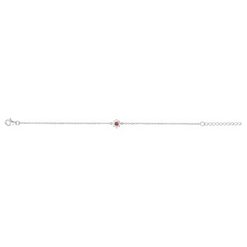 Bracelet souple mono-motif en Argent avec oxyde de zirconium rouge rubis