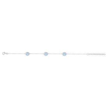 Bracelet souple multi-motifs en Argent avec oxyde de zirconium bleu topaze