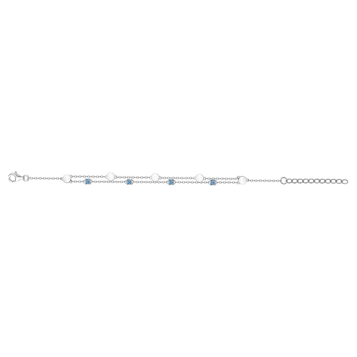 Bracelet souple multi-motifs en Argent avec oxyde de zirconium bleu topaze