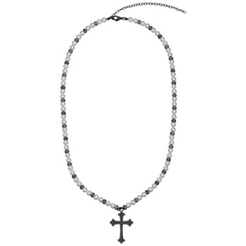Collier mono-motif Kévin en Acier 316L avec perle