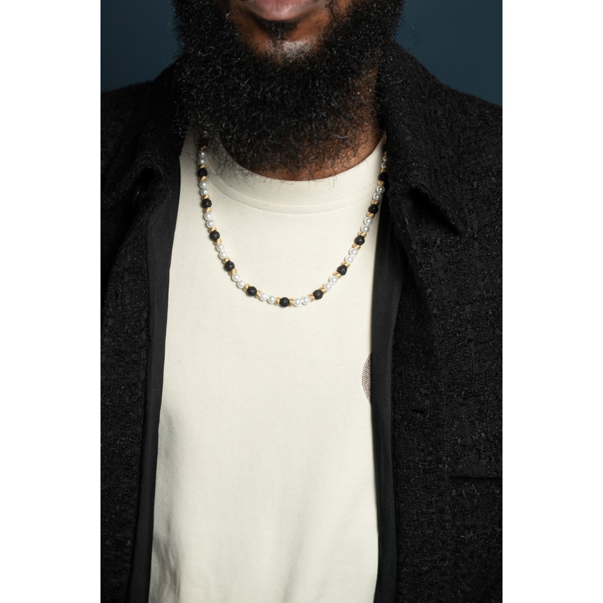 Collier Kévin en Acier 316L avec perle - vue 2