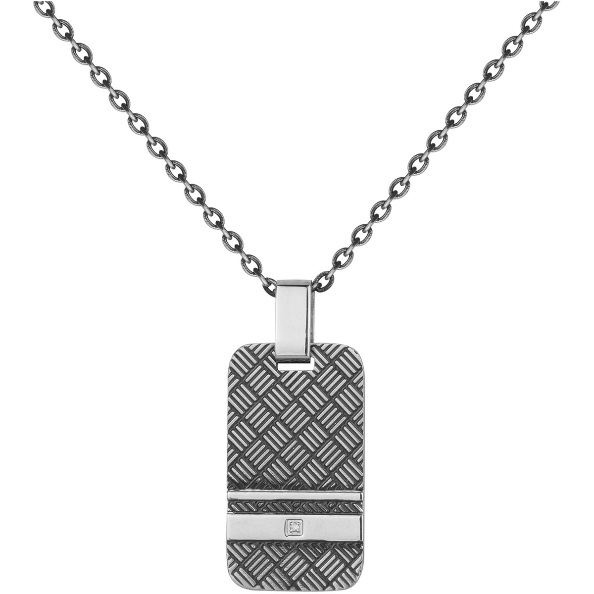 Collier mono-motif Brice en Acier 316L avec diamant blanc