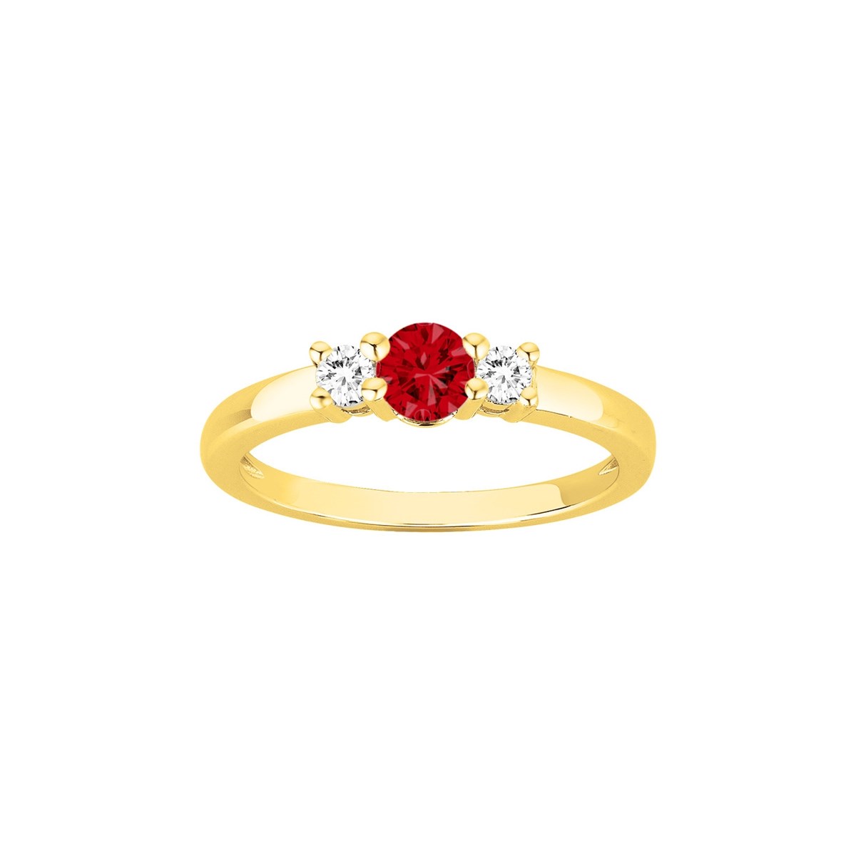 Bague en Plaqué Or avec oxyde de zirconium rouge rubis