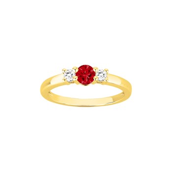 Bague en Plaqué Or avec oxyde de zirconium rouge rubis