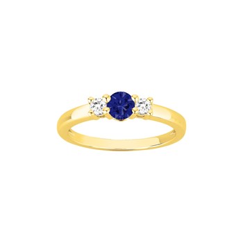 Bague en Plaqué Or avec oxyde de zirconium bleu saphir