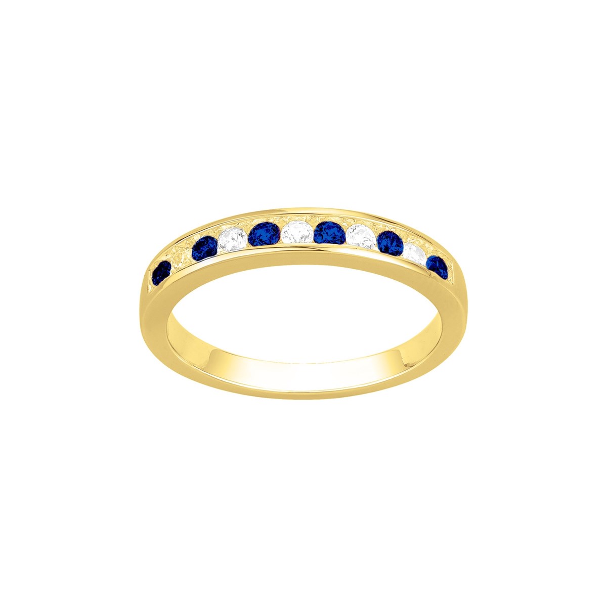 Bague en Plaqué Or avec oxyde de zirconium bleu saphir