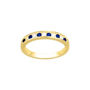 Bague en Plaqué Or avec oxyde de zirconium bleu saphir