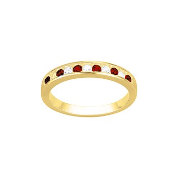 Bague en Plaqué Or avec oxyde de zirconium rouge rubis