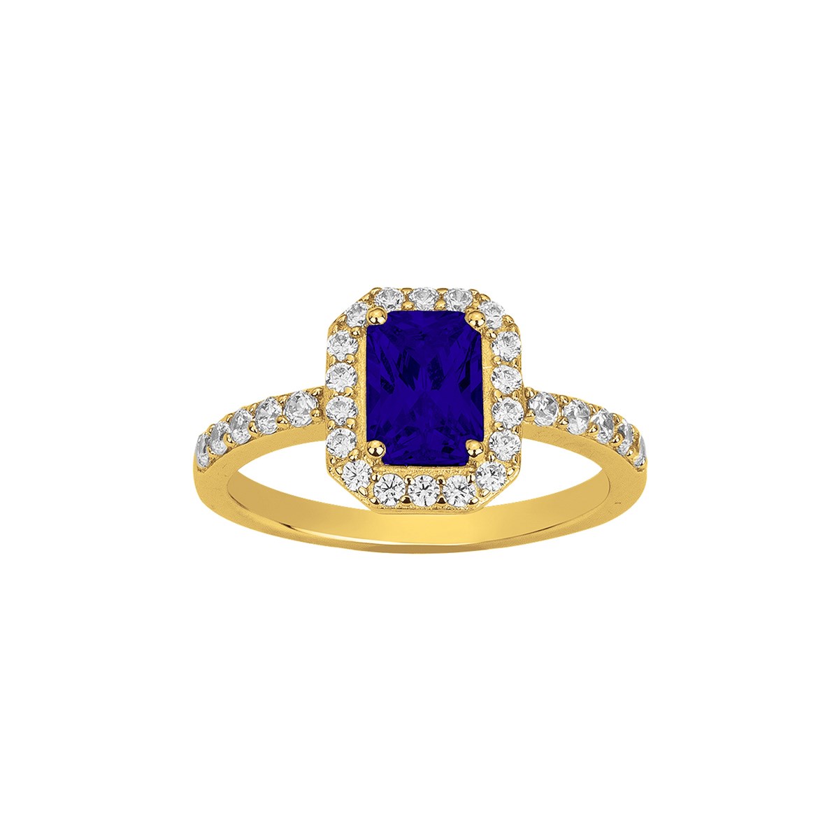 Bague en Plaqué Or avec oxyde de zirconium bleu saphir