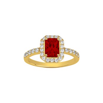 Bague en Plaqué Or avec oxyde de zirconium rouge rubis