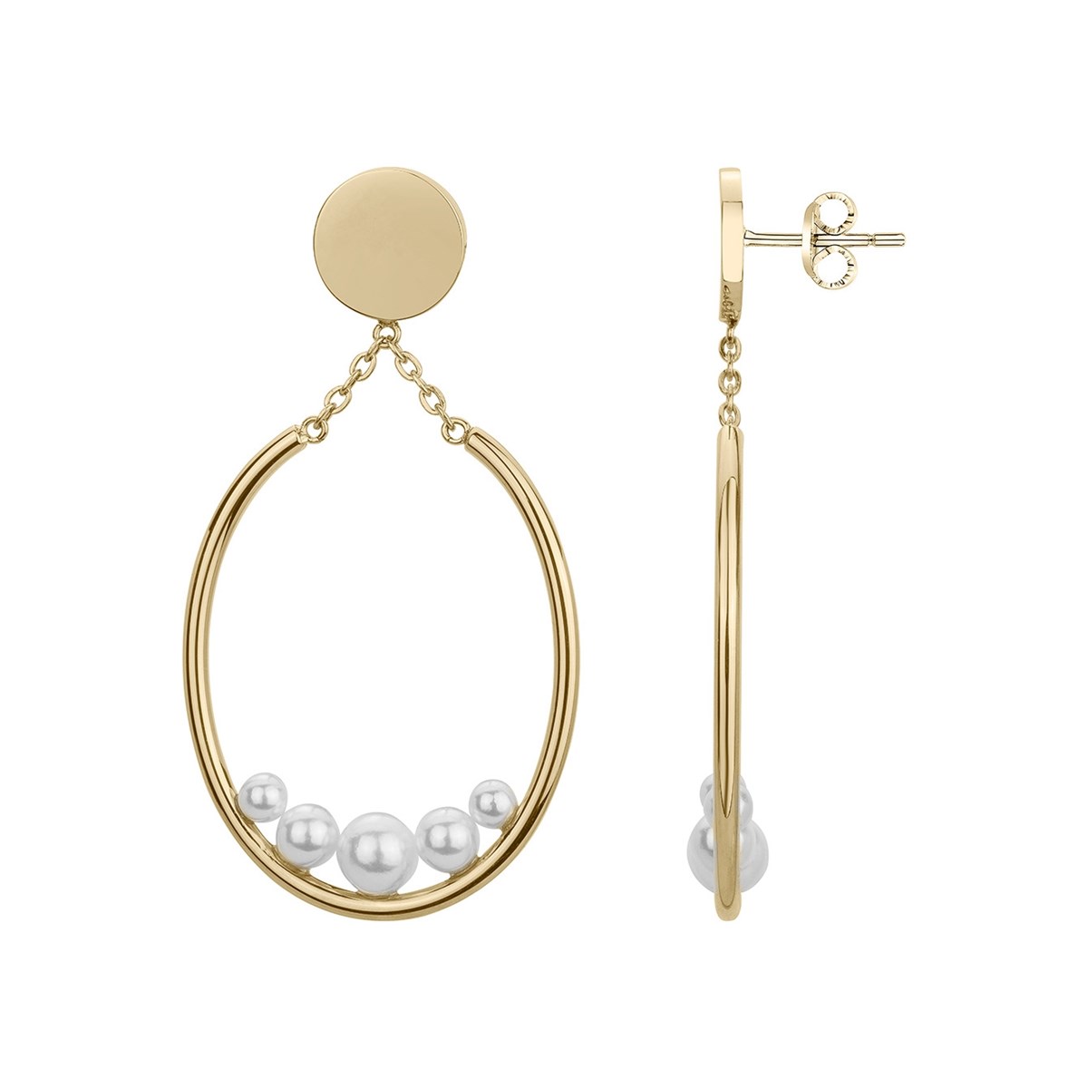 Boucles d'oreilles Amanda en PVD avec perle blanc